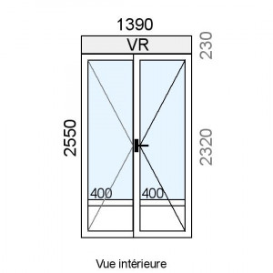 Porte-fenêtre PVC 2 vantaux...