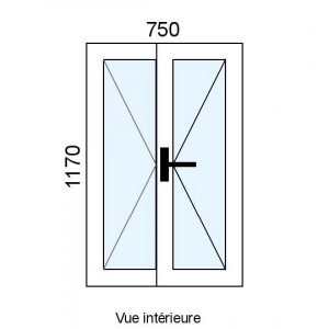 Fenêtre PVC 2 vantaux L750...