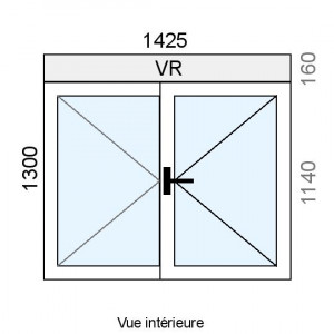 Fenêtre PVC 2 vantaux L1425...