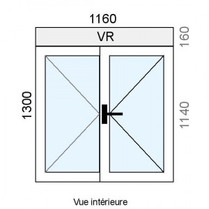 Fenêtre PVC 2 vantaux L1160...