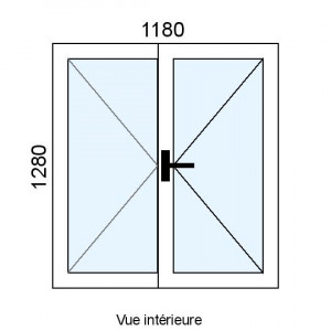 Fenêtre PVC 2 vantaux L1180...