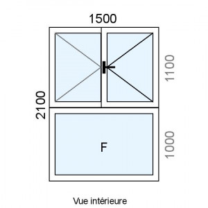 Fenêtre PVC 2 vantaux  +...