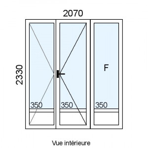 Porte-fenêtre PVC 2 vantaux...