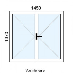 Fenêtre PVC 2 vantaux L1450...