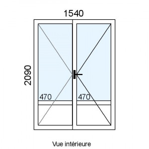 Porte-fenêtre PVC 2 vantaux...