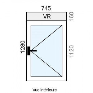 Fenêtre PVC 1 vantail L745...