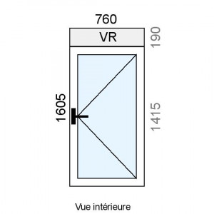 Fenêtre PVC 1 vantail L760...